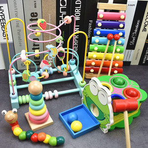 绕珠玩具儿童1-2一3岁半女宝宝木制串珠男孩早教启蒙积木益智动脑