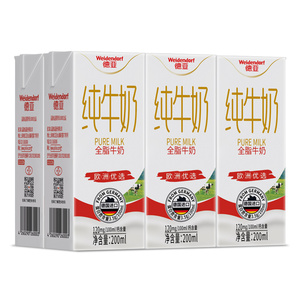 德亚全脂低脂脱脂牛奶德国进口高钙牛奶200ml*6简装