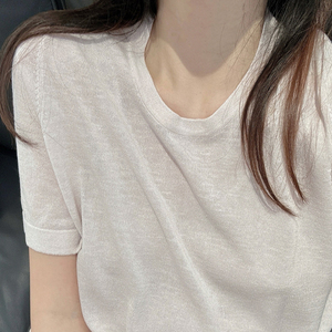 【Xodgz定制】大道至简 夏季真丝羊绒针织短袖T恤衫高级感基础白T