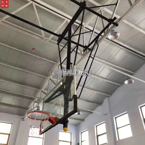 定做悬臂吊顶电动折叠悬空篮球架屋顶室内外挂式篮球挂墙上球框壁