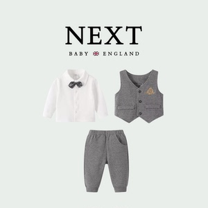 英国NEXT BABY 婴儿百天绅士小西装男宝宝秋冬季周岁生日礼服套装