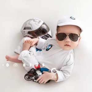 儿童摄影主题服装宝宝赛车服摩托车新生儿满月照相用品道具婴儿服