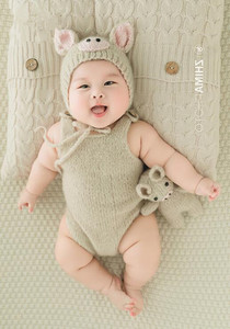新生儿摄影道具小猪可爱套装宝宝拍照满月猪年造型影楼拍摄服装