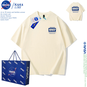 NASA联名简约休闲字母1997潮牌纯棉上衣男女情侣同款夏季短袖T恤