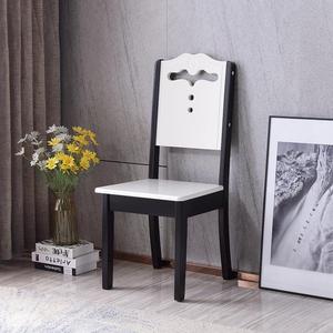 实木白色餐椅黑色家用木质靠背椅轻奢现代吃饭椅子酒店饭店餐桌椅