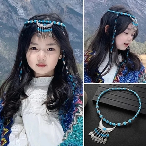藏族头饰女藏式跳舞蒙古族表演少数民族风旅游服装配饰儿童额头链