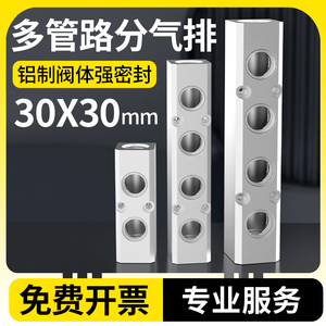 快速接头分配器 多管路气排30x30 气路直通多通铝排4分 气块2分