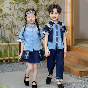 三月三民族服装儿童国风男女童新中式礼服壮苗傣彝族新中式演出服