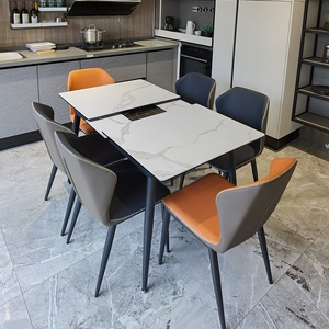 伸缩岩板餐桌椅组合现代简约家用小户型北欧大理石折叠多功能饭桌