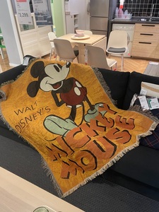 迪士尼米奇外贸订单棉线纺织线毯休闲毯床头毯装饰沙发盖巾毯子