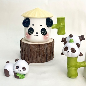 可爱熊猫杯子大容量马克杯带盖高颜值陶瓷杯情侣早餐水杯生日礼物