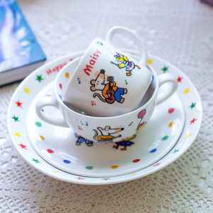 出口maisy小鼠波波儿童陶瓷餐具 卡通宝宝米饭碗可爱盘子水杯套件