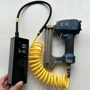 木工便携式锂电充气泵气钉枪小气泵耐用款伸缩弹簧气管