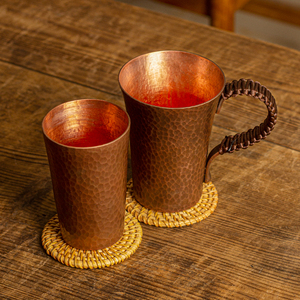 清沁堂纯手工捶纹紫铜茶杯加厚中式家用主人杯马克杯咖啡杯铜杯子
