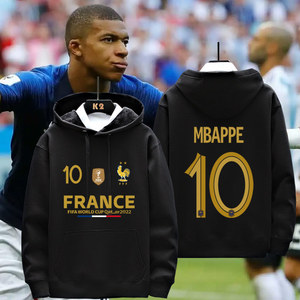 2022卡塔尔法国队10号姆巴佩足球纪念衫男女情侣加绒卫衣服外套jl