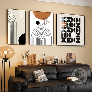 现代简约客厅装饰画艺术线条抽象挂画几何极简沙发背景墙三联壁画