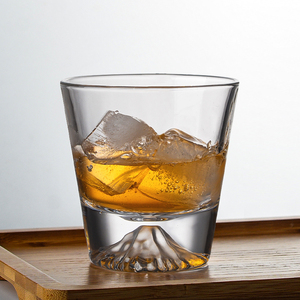 富士山玻璃杯日式威士忌酒杯观山杯高端水晶雪山杯子洋酒杯果汁杯