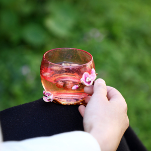 高档玻璃茶杯个人专用女款主人杯高端琉璃功道茶杯单个品茗杯红色