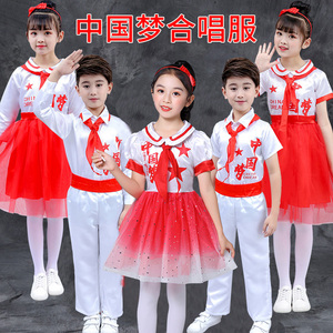 中国梦十一国庆班级合唱服儿童舞蹈演出服朗诵蓬蓬纱裙喜庆表演服