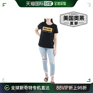 dkny jeans女式金属图案 T 恤 - 黑色 【美国奥莱】直发