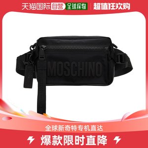 香港直邮潮奢 Moschino 男士黑色 Logo 腰包