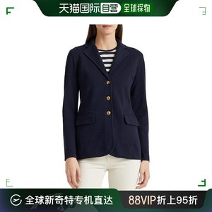 【美国直邮】Ralph Lauren拉夫劳伦女士西装黑色系扣V领短款商务