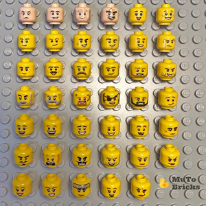 乐高LEGO 人仔头 人仔表情 浅肉色 黄色 城堡骑士MOC 中世纪配件