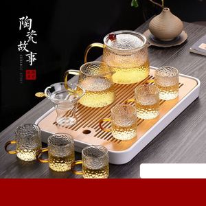 新疆包邮功夫茶具套装家用玻璃整套茶壶泡茶整套茶杯茶盘客厅小型