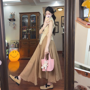 新中式套装佛系禅意女装国风上衣夏装搭配一整套小个子两件套裙装