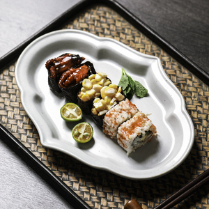 日式手工陶瓷盘子创意小魚盘菜盘碟子西餐具手工粗陶复古餐盘家用