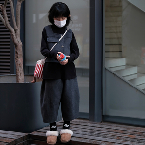 儿童羊毛套装 24新款韩系中大儿童 男童女童毛呢马甲萝卜裤两件套
