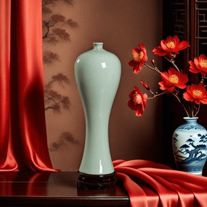 青花瓷美人摆件景德镇陶瓷新中式瓷器家居客厅装饰花瓶软装釉赏瓶