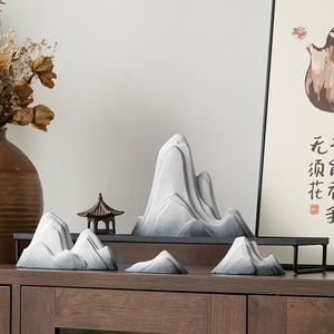 陶瓷假山小摆件微景观鱼缸造景玄关新中式茶桌装饰品禅意笔架摆设
