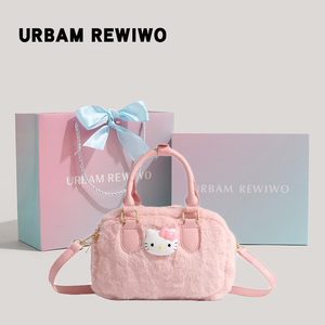 URBAM REWIWO官方正品Hellokitty手提包秋冬小众波士顿单肩斜挎包