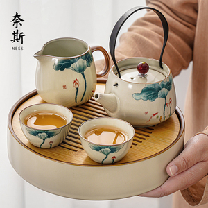 2024新款汝窑茶具套装个人专用轻奢中式单一两人功夫泡茶壶小茶杯