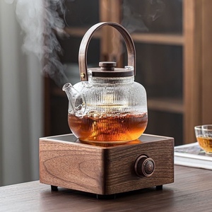 胡桃木电陶炉煮茶器日式提梁玻璃蒸煮茶壶家用办公小型网红烧水炉