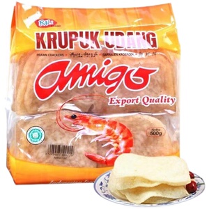 印尼进口 亚米高虾味木薯片*500g 阿米戈油炸大虾片自己炸龙虾片