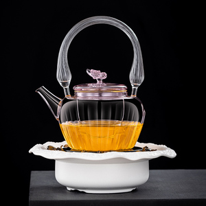 原创设计烧水壶玻璃家用耐高温煮茶壶电陶炉可加热女士花茶泡茶壶