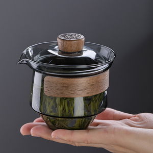 世器玻璃盖碗茶杯三才盖碗防烫耐热功夫茶具套装透明泡茶大号碗盖