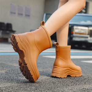短筒时尚雨鞋女款2024新款女士水鞋防水防滑加绒保暖雨靴厚底胶鞋