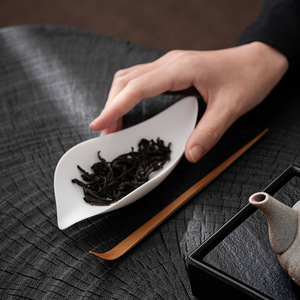 原白茶则茶勺茶铲创意茶荷茶道零配件家用陶瓷分茶取茶器赏茶醒茶
