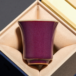 紫钧瓷陶瓷茶杯家用主人杯高档品茗杯中式个人专用茶具茶盏单杯子