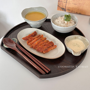 oosheep 一人食餐具/日式复古餐盘高颜值粗陶盘子碗碟套装家用
