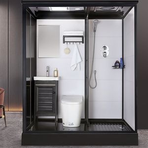 整体淋浴房家用黑色整体卫生间农村一体式洗澡间室内干湿分离浴室