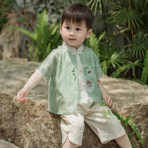 男童汉服2024新款儿童装夏季中国风唐古装宝宝周岁礼服男孩新中式