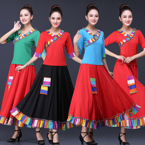 广场舞服装女成人套装新款民族风藏族卓玛舞蹈衣服大摆裙演出服装