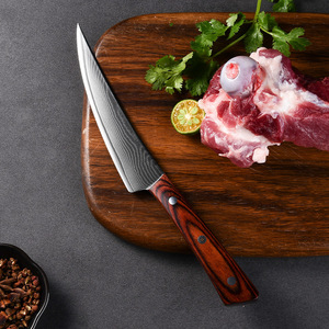 正品大马士革钢剔骨刀商用剃肉分割刀厨房尖刀小切牛肉刀剔肉锋利