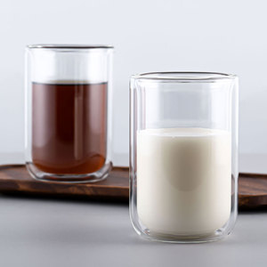 mrwater加厚双层玻璃咖啡杯耐热防烫家用简约透明水杯拿铁牛奶杯