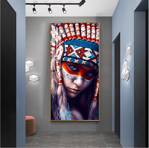 印第安人装饰画后现代个性人物画玄关走廊壁画美式风格楼梯间挂画