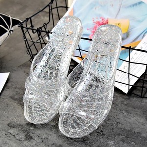 夏季女人室内居家浴室塑料防滑软底PVC水晶透明大码凉拖鞋不臭脚